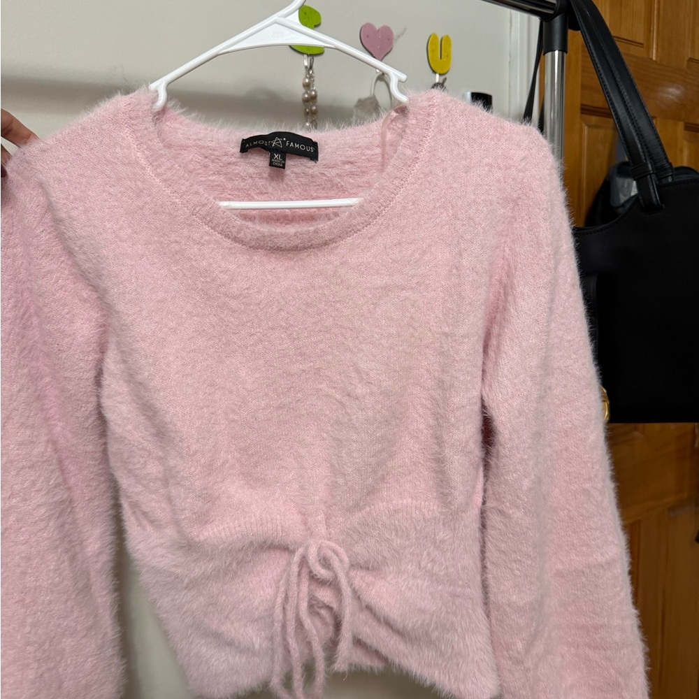 Forever 21 Soft Pink Knit Sweater with Front Tie